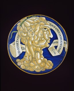 Dish with a composite head of penises, c1536. Artist: Francesco Urbini.