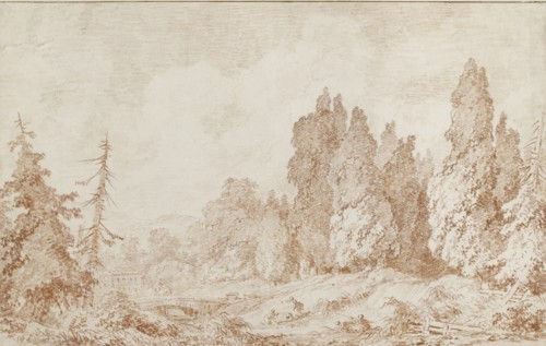 Landscape with a Bridge, c1760. Artist: Jean-Honore Fragonard.