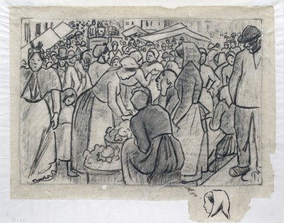 Compositional study for 'Market of Gisors (rue Cappeville)', c1893. Artist: Camille Pissarro.