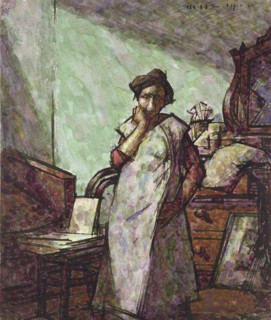 Interior with Mrs Mounter in an Overall, 1 December 1918. Artist: Harold Gilman.