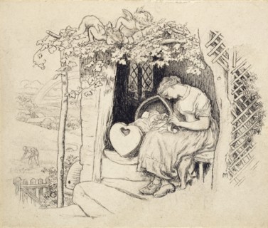 By the Cradle, 1873. Artist: Arthur Hughes.