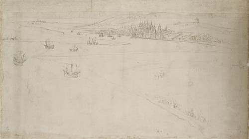 Panorama of London as seen from Southwark: Greenwich, 1554. Artist: Anthonis van den Wyngaerde.