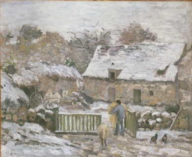 Farm at Montfoucault: Snow Effect, 1874-1876. Artist: Camille Pissarro.