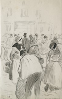 Compositional study of the market at Pontoise, 1881. Artist: Camille Pissarro.