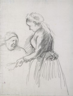 Study of the artist's mother with her maid, 1880-1885. Dimensions: height x width: 28.4 x 21.9 cm