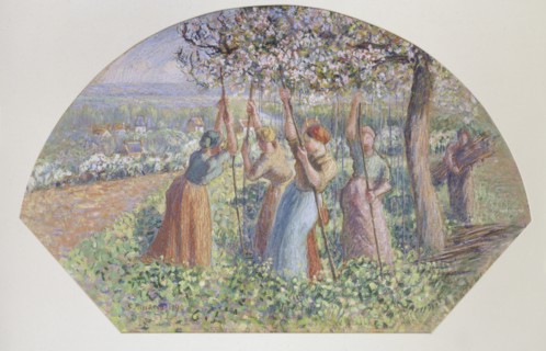 Design for a fan: The pea stakers, 1890. Artist: Camille Pissarro.