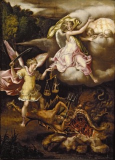 St Michael subduing Satan and weighing the Souls of the Dead, c1540-1549. Artist: Lelio Orsi.