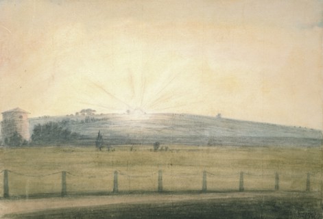 Sun Setting seen from the Observatory at Oxford, 20 December 1784. Artist: John Baptist Malchair.