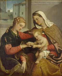 The Mystic Marriage of St Catherine, c1550. Artist: Giovanni Battista Moroni.
