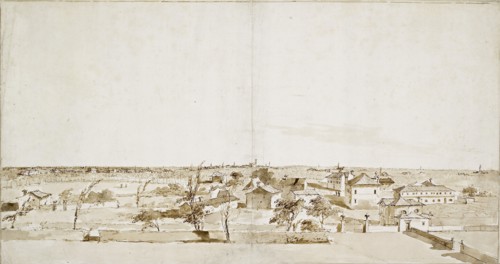 View across the Garden of the Villa Loredan, mid 18th century. Artist: Francesco Guardi.