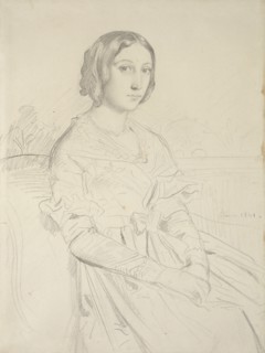 Portrait of a young Woman, seated three-quarters to left, 1839-1856. Artist: Theodore Chasseriau.