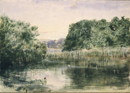 View of a Lake with Trees, 1857. Artist: John William Inchbold.