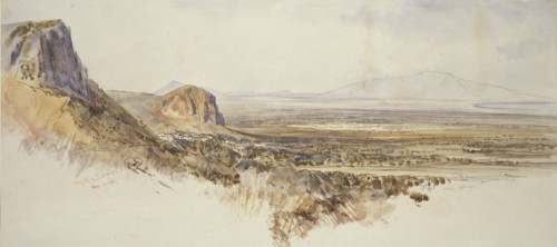 Distant View of Borghetto and Partenico, Sicily, 1847. Artist: Edward Lear.