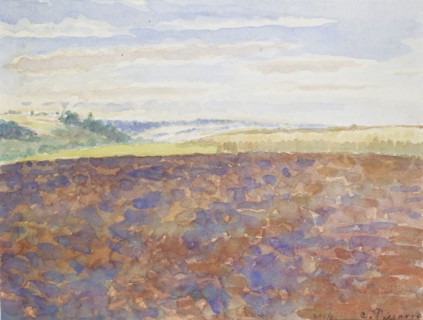 Study of a landscape with a ploughed field, Eragny-sur-Epte, c1886-1890. Artist: Camille Pissarro.