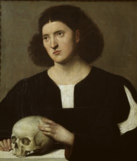 Portrait of a young Man with a Skull, c1510-1515. Artist: Bernardino Licinio.