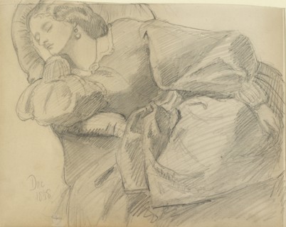 Ruth Herbert asleep, 1858. Artist: Dante Gabriel Rossetti.