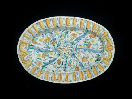 Oval dish, moulded in relief on the front with an oval central boss, 1649. Artist: Unknown.