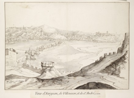 View of the Bridge at Avignon looking towards Villeneuve, early 17th century. Artist: Etienne Martellange.