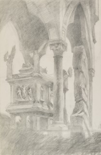 Study of the Tomb of Mastino II della Scala at Verona, c1869.   Artist: John Ruskin.