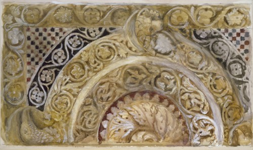 Study of a Panel on the Font of the Baptistery, Pisa, 27-29 April 1872. Artist: John Ruskin.