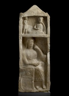 Limestone tomb stele, relief, Hellenistic Period (Cyprus), c325-30BC. Artist: Unknown.