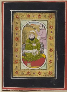 Ruler wearing a green jama attended by a morchal bearer, late 18th century. Artist: Unknown.