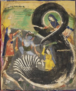 Krishna and the naga Kaliya, 19th century. Artist: Unknown.