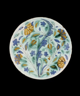Plate imitating Turkish (Iznik) pottery, c1600-1650. Artist: Unknown.