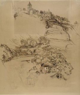Fribourg, Switzerland: Pen sketch, July or August - September 1856. Artist: John Ruskin.