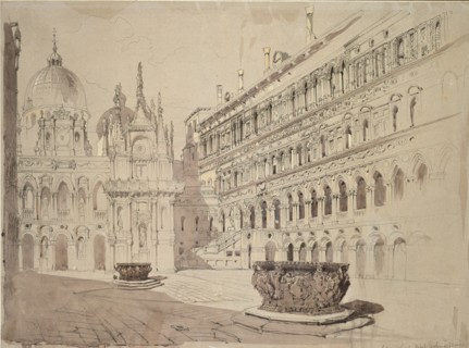 The Court of the Ducal Palace, Venice, May 1841. Artist: John Ruskin.