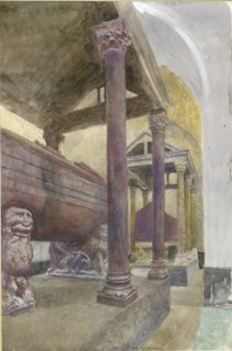 The Tomb of Frederick II in the Cathedral of Palermo, 23 - 30 April 1874. Artist: John Ruskin.