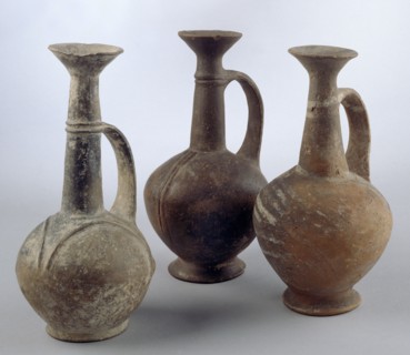 Base Ring II jugs with high neck and trumpet mouth, Late Cypriot II Period, c1450-c1200BC. Artist: Unknown.