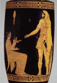 Attic red-figure lekythos with image of Heracles, Dianeira and Hyllos, 5th century BC. Artist: Villa Giulia Painter.