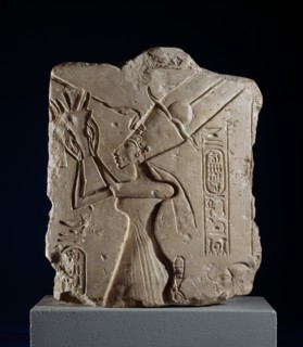 Limestone fragment of Queen Nefertiti offering a bouquet to Aten, XVIIIth Dynasty, c1540-1292BC Artist: Unknown.