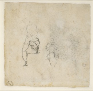 Two very slight sketches of seated Figures, c1490-1560. Artist: Michelangelo Buonarroti.
