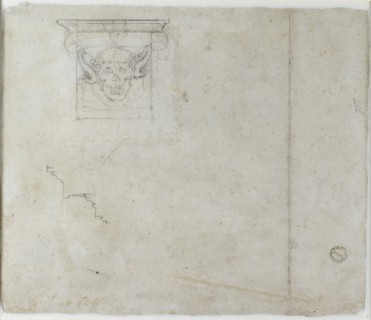 Studies of Architectural Details and a grotesque Mask, c1490-1560. Artist: Michelangelo Buonarroti.