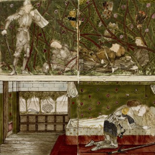 Sixteen tiles form eight illustrations of the 'Briar Rose' tale, 1862-1865. Artists: William Morris, Sir Edward Coley Burne-Jones.