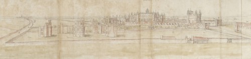 Hampton Court Palace from the North, c1550-1560. Artist: Anthonis van den Wyngaerde.
