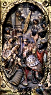 Adoration of the Magi, detail of the altarpiece in the church of Santa Maria of Arenys de Mar.