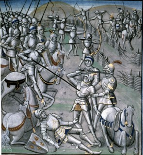 Scene of the Battle of Poitiers (732), with Carlos Martel winner of the Arabs. Miniature of the '?