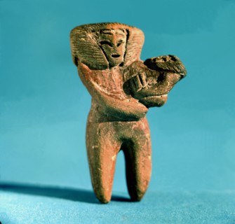 Female Figure with a newborn in arms, from a rubbish dump excavated near the town of Valdivia. Th?