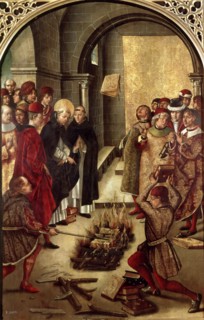 Book Burning' or 'Saint Dominic of Guzman and the Albigensians', by Pedro Berruguete.