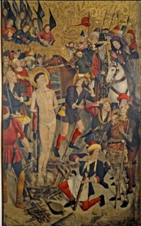 Altarpiece of Saint Vincent of Sarria, detail of Saint Vincent at the stake, by Jaume Huguet.