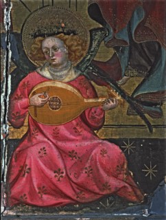 Altarpiece of Santa Maria of Santes Creus, detail of an angel musician.
