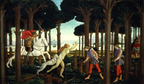 'The History of Nastagio degli honesty' (Table I), on a tale of 'The Decameron' by Boccaccio.