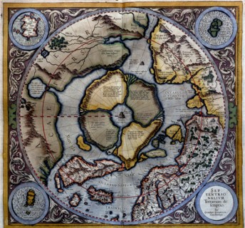 'Atlas of Gerardus Mercator', 1595, map of the Arctic to the North Pole and surrounding lands wi?