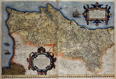 'Theatrum Orbis Terrarum' by Abraham Ortelius, Antwerp, 1574. Map of Portugal.