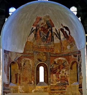Murals in the apse with scenes of Jesus' childhood and Pantocrator, Polinyà c.1122. They come fro?