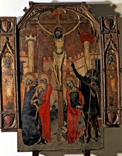 'The Crucifixion', end of the central street of the Almudaina main altarpiece. Commissioned by t?