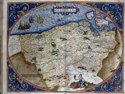 'Theatrum Orbis Terrarum' by Abraham Ortelius, Antwerp, 1574. Map of the region of Flanders.